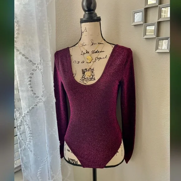 Zara Metallic Purple Bodysuit Medium - Picture 4 of 12